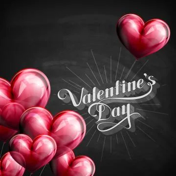 Vector chalk typographic illustration of handwritten St. Valentines Day retro Stock Illustration