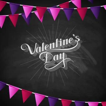 Vector chalk typographic illustration of handwritten St. Valentines Day retro Stock Illustration