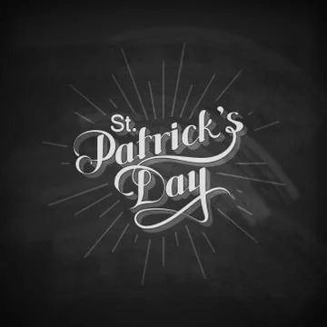 Vector chalk typographical illustration of handwritten Saint Patricks Day label Stock Illustration