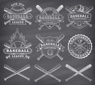 Vector Chalkboard Baseball Logos Stock Illustration