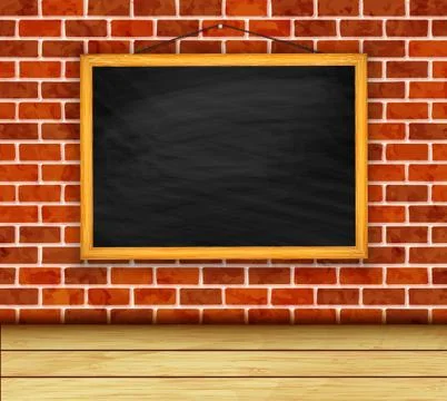 Vector chalkboard on brick wall background Stock Illustration