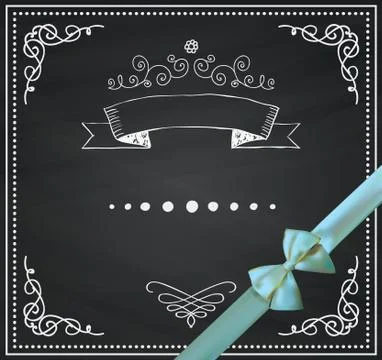 Vector Chalkboard Card with Doodle Hand Sketched Elements Illustrazione stock