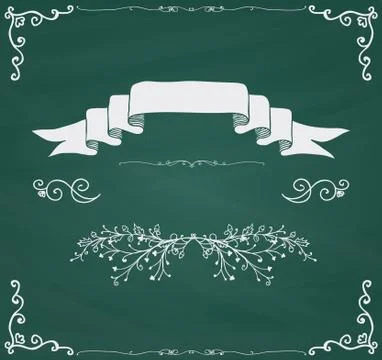 Vector Chalkboard Card with Doodle Hand Sketched Elements Stock Illustration