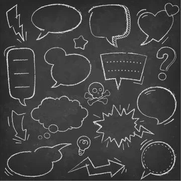 Vector Chalkboard comic speech bubbles Illustrazione stock