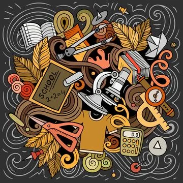 Vector chalkboard illustration of school and education objects Stock Illustration