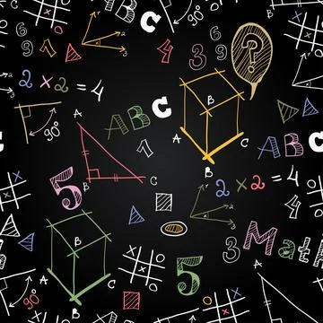 Vector chalkboard school seamless pattern. 스톡 일러스트