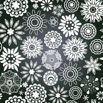 Vector chalkboard seamless floral pattern. copy that square to the side,you'l Stock Illustration