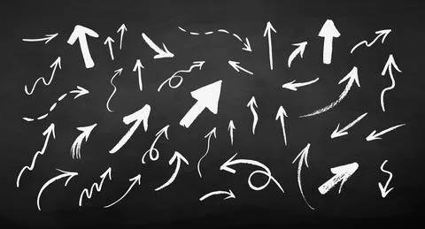 Vector chalked set of hand drawn grunge arrows Stock Illustration