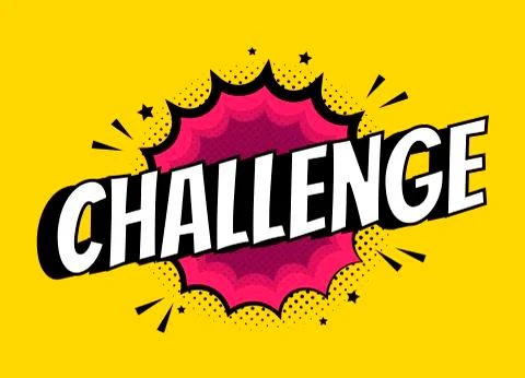 Vector challenge sign. Pop art comic speech bubble with expression text compe Stock Illustration