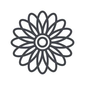 Vector Chamomile alternative medicine line icon isolated on transparent backg Stock Illustration