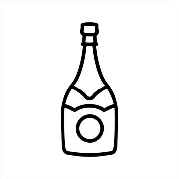 Vector champagne bottle icon on white background Restaurant or alcohol logo. Stock Illustration