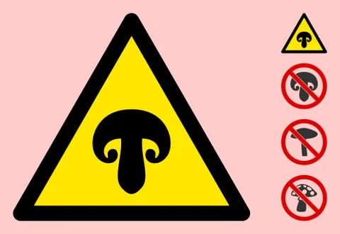 Vector Champignon Warning Triangle Sign Icon Stock Illustration
