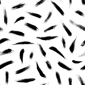 Vector chaotic black brush stroke seamless pattern 스톡 일러스트
