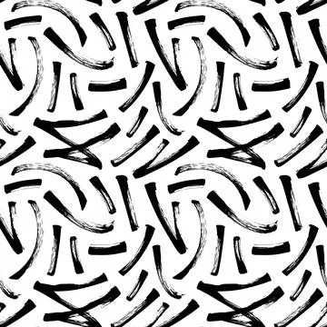 Vector chaotic long brush strokes seamless pattern Stock Illustration