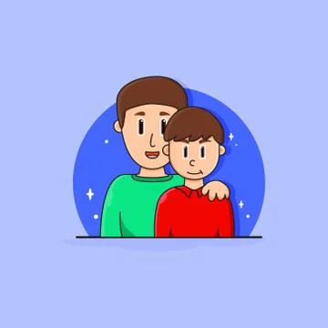 Vector character daddy and son in flat style Stock Illustration