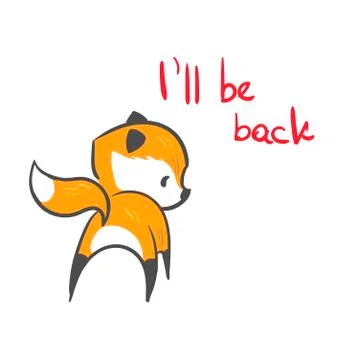 Vector character fox baby be back print Stock Illustration