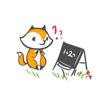 Vector character fox baby question task school イラスト素材