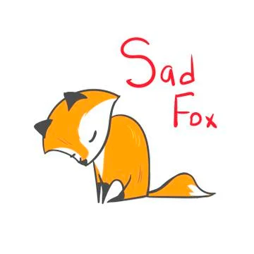 Vector character fox baby sad print isolated Stock Illustration