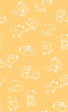 Vector character fox baby seamless pattern orange イラスト素材