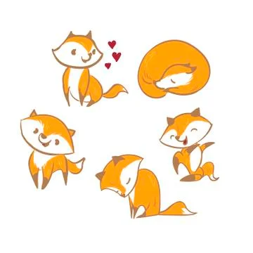 Vector character fox baby set design elements Illustrazione stock