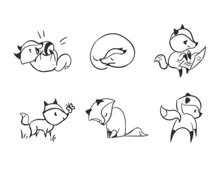 Vector character fox baby set design elements 스톡 일러스트