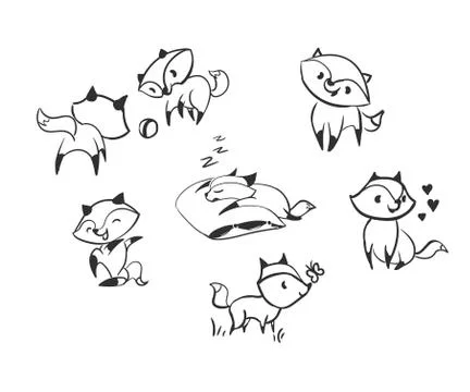 Vector character fox baby set design elements Stock Illustration