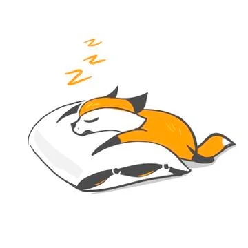Vector character fox baby sleep pillow isolated Stock Illustration