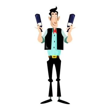 Vector Character Illustration Standup Bartender characters isolated. Stock Illustration