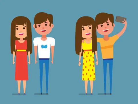 Vector character illustration, Young couple. Digital character illustration Stock Illustration