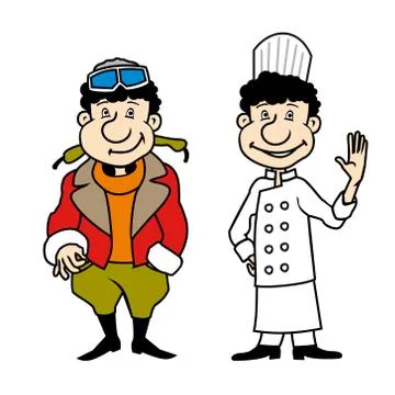Vector character pilot and chef set Stock Illustration
