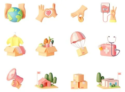 Vector charity and donations icon set Stock Illustration