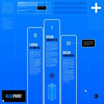 Vector chart in blueprint style with three opitons. EPS10 Stock Illustration