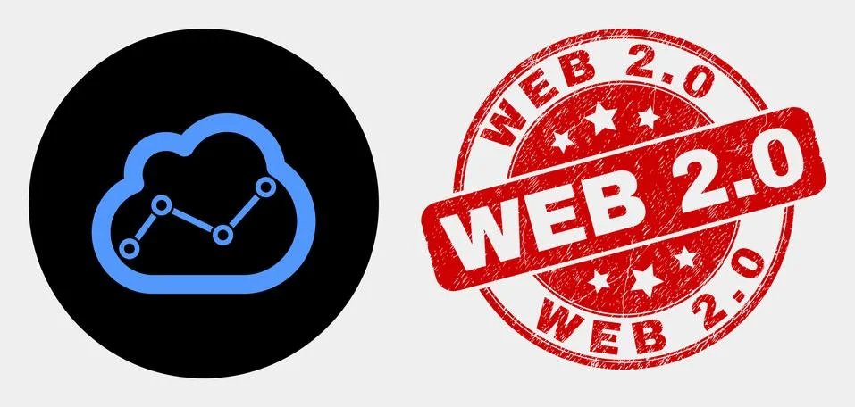 Vector Chart Cloud Icon and Grunge Web 2.0 Stamp イラスト素材