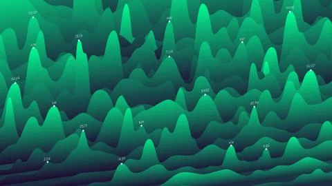 Vector chart of financial wave statistics, Layered curve business presentatio Stock Illustration