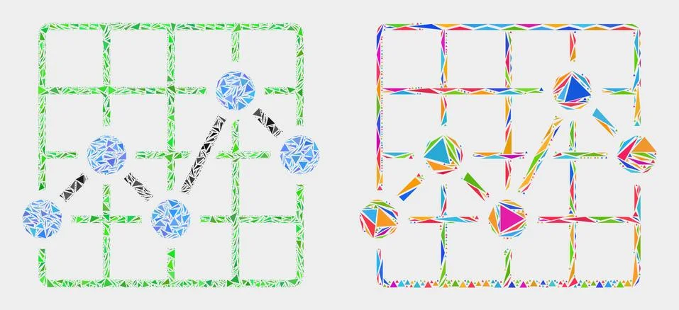 Vector Chart Grid Mosaic Icon of Triangle Items Illustrazione stock