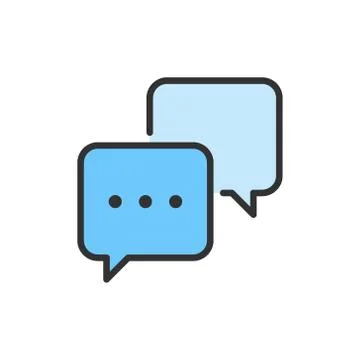 Vector chat, sms, comments, speech bubbles flat color line icon. 스톡 일러스트