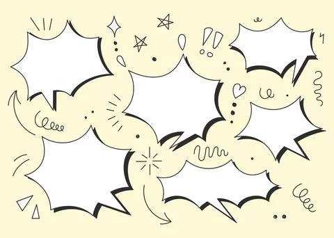 Vector chat speech or dialogue. Set of hand-drawn speech bubbles. Doodle Stock Illustration