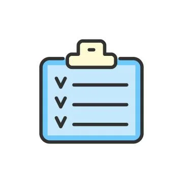 Vector check list, planner, schedule, notebook flat color line icon. Stock-Illustration