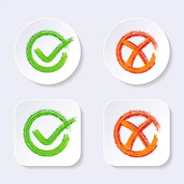 Vector check mark icons on buttons Stock Illustration