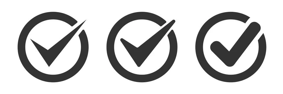 Vector check mark icons set isolated on white background. Vector illustration Stock Illustration