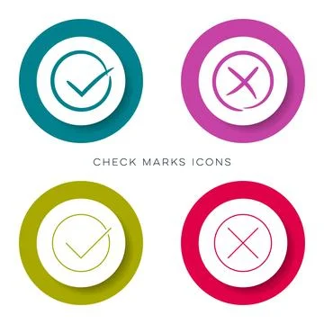 Vector check marks icons modern web buttons Illustrazione stock