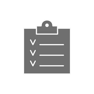Vector checklist, clipboard, result paper grey icon. 스톡 일러스트
