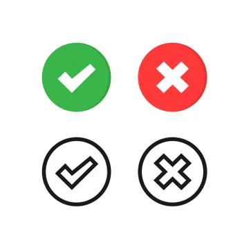 Vector checkmark icons set. Check mark and cross symbol isolated. Vector EPS1 Stock Illustration