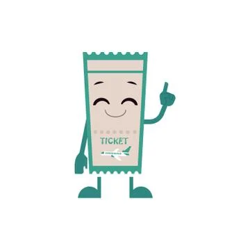 Vector cheerful airplane ticket character Stock-Illustration