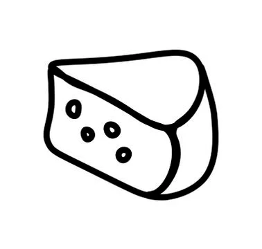 Vector cheese with a black line. Simple food and cooking illustration Stock Illustration
