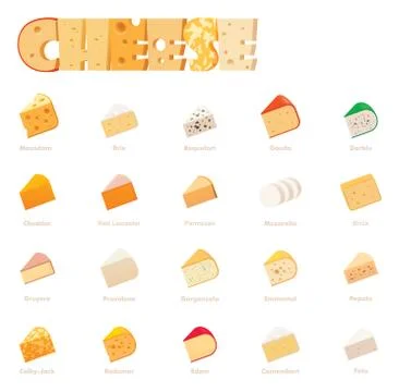Vector cheese types icon set Stock Illustration
