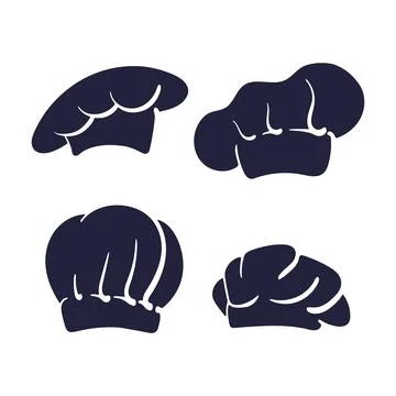 Vector chef, cap silhouette set. Cook hats shape Illustrazione stock