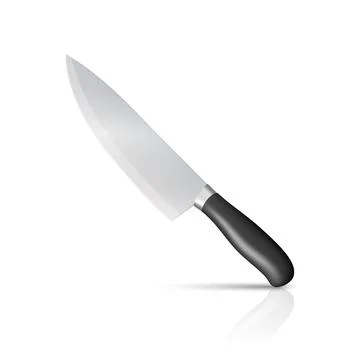 Vector Chef Knife, Isolated. Kitchen Cooking Knife with Black Handle Illustration