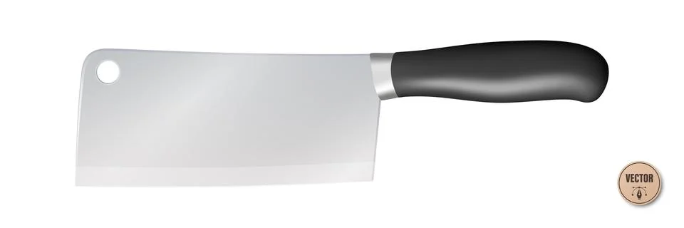 Vector Chef Knife, Isolated. Kitchen Cooking Knife with Black Handle. Profe.. Stock-Illustration