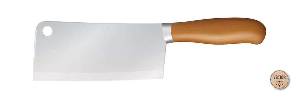 Vector Chef Knife, Isolated. Kitchen Cooking Knife with Wooden Handle. Profes Stock-Illustration
